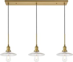 Pendant Light WALTZ Mid-Century Modern 3-Light Crystal Clear Brass Black Metal - £286.91 GBP