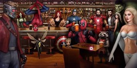 12x24&quot; Art Print ~ Nathan Szerdy SIGNED Marvel Bar w/ Black Widow White ... - $44.54