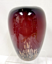Mouth Blown Art Glass Murano 7 3/4&quot; Tall Deep Burgundy Over White Copper... - $54.45