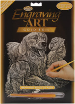 Gold Foil Engraving Art Kit 8X10 inches Golden Retriever &amp; Puppies - £12.09 GBP