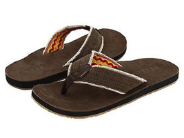 Reef Men&#39;s Surf and Saddle Brown Leather Sandals Size 7 US Flip Flops Beach - £23.90 GBP