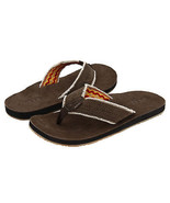 Reef Men&#39;s Surf and Saddle Brown Leather Sandals Size 7 US Flip Flops Beach - £23.83 GBP