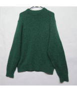 VTG Winona Knits Sweater Mens L Tall Green Wool Blend Knit Christmas Cre... - £28.36 GBP