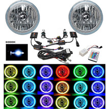 5-3/4&quot; IR RGB COB LED Color Change Halo Shift Angel Eye 6000K HID Headlights Set - £395.04 GBP