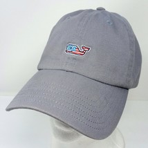 Vineyard Vines American Flag Whale Logo Fourth of July Gray Baseball Cap Hat - £11.74 GBP