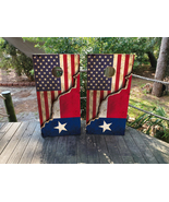 Waterproof Cornhole Wraps / Distressed USA and Texas Flag / TX / Laminated - $1,588.99 MXN