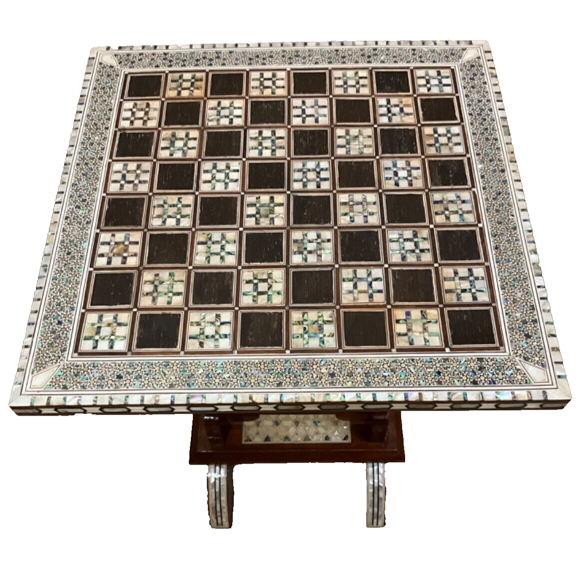Handmade, Wooden Chess Table, Chess Board, Board Game, Mother of Pearl I... - $865.00