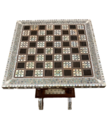 Handmade, Wooden Chess Table, Chess Board, Board Game, Mother of Pearl Inlay 16" - $865.00