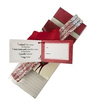 Hallmark Cards Gift Set Notepad Mini Memo Pad Deer 3 Pencils Ribbon Red - $14.85