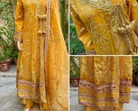 Pakistani Yellow Long double Maxi Style Embroidered Sequins organza Dres... - $138.60