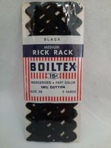 Vintage Boiltex Medium Rick Rack 100% Cotton Sewing Trim 3 Yards ~ Black - $3.94