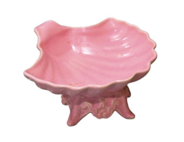 Camark Pottery Pink Shell Pedestal Soap Dish Footed Seashell MCM Coastal... - $12.49