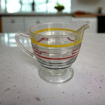 Anchor Hocking Banded Ring Clear Creamer Milk Sugar Yellow Red Black 3" Tall  - $20.44