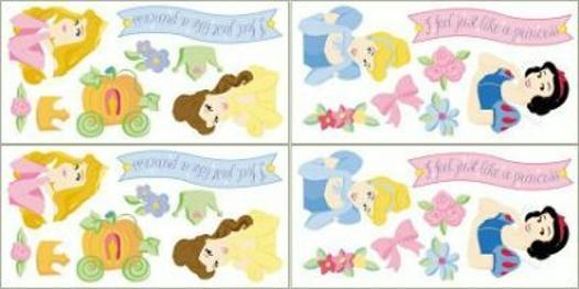 Disney Princess Self Stick Removable Appliques Wallies Stickers Snow White Belle - $13.54