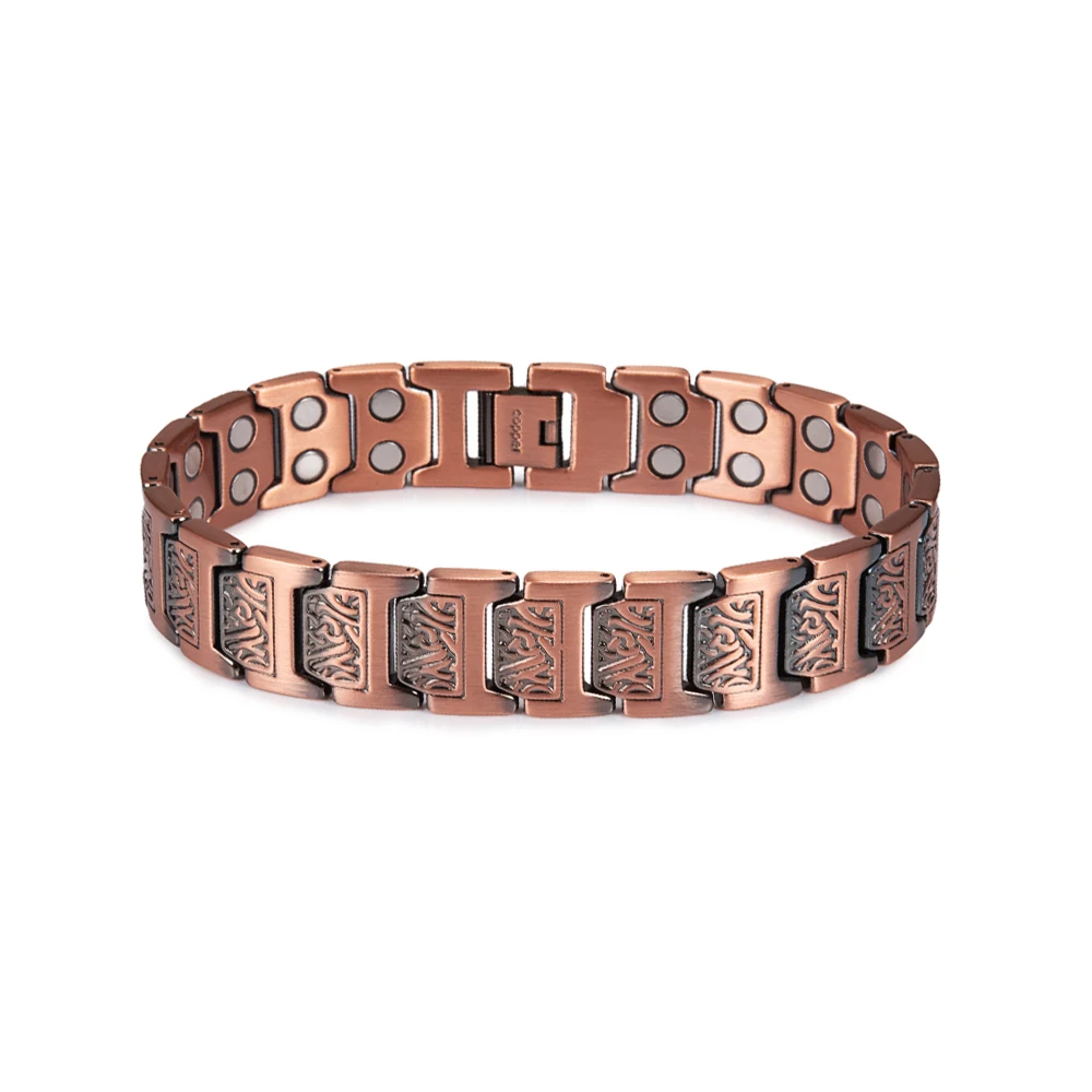 Pure Copper Magnetic Bracelet Male Viking Vintage Copper Wrist Band Magnetic Bra - £28.28 GBP