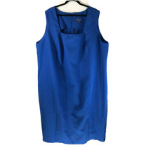 Roamans Sheath Dress Sleeveless Square Neck Button Detail Blue Size 34W - £22.74 GBP