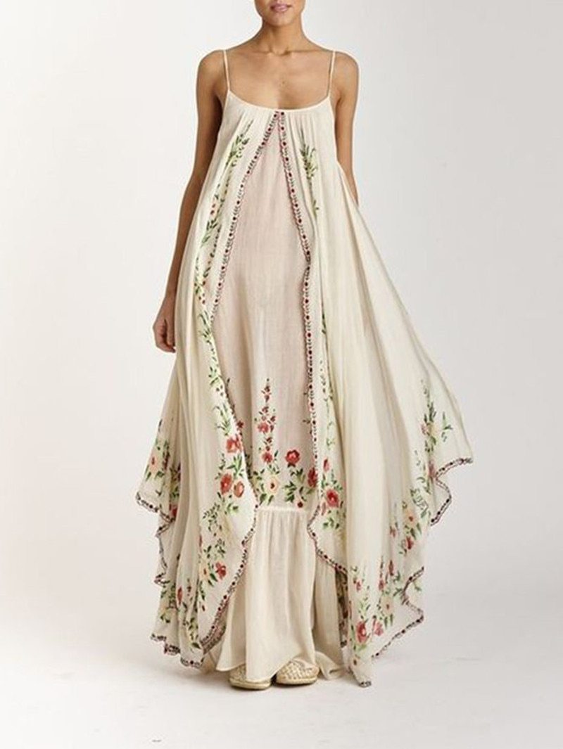 Vintage Loose Daisy Print Maxi Dress