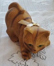 VTG Orange Tabby Striped Ceramic Playful Cat Kitten Figurine Taiwan 3.5&quot; Tall  - $9.74