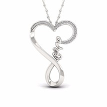 S925 Silver 0.07ct TDW Diamond Twisted Heart Love Necklace - £105.54 GBP