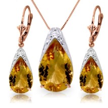 Galaxy Gold GG 14k 24&quot; Rose Gold Citrine Drop Necklace and Earrings Set - £467.54 GBP