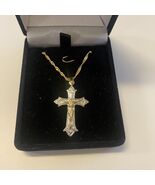 Gold &amp; Silver 1.75&quot; Crucifix, Brazilian Gold Plated 20&quot; Necklace, New, G... - $456.48 MXN