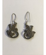 Vintage 925 Oxidized Sterling Silver Bumpy Textured Lizard Earrings - $501.56 MXN