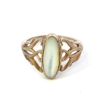 Vintage Signed KBN Kabana Sterling Silver Oval Mother of Pearl Solitaire Ring 8 - £33.23 GBP