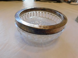 Lead Crystal Snack Candy Bowl Dish with Silver Rim Vintage Pre-owned - $20.58