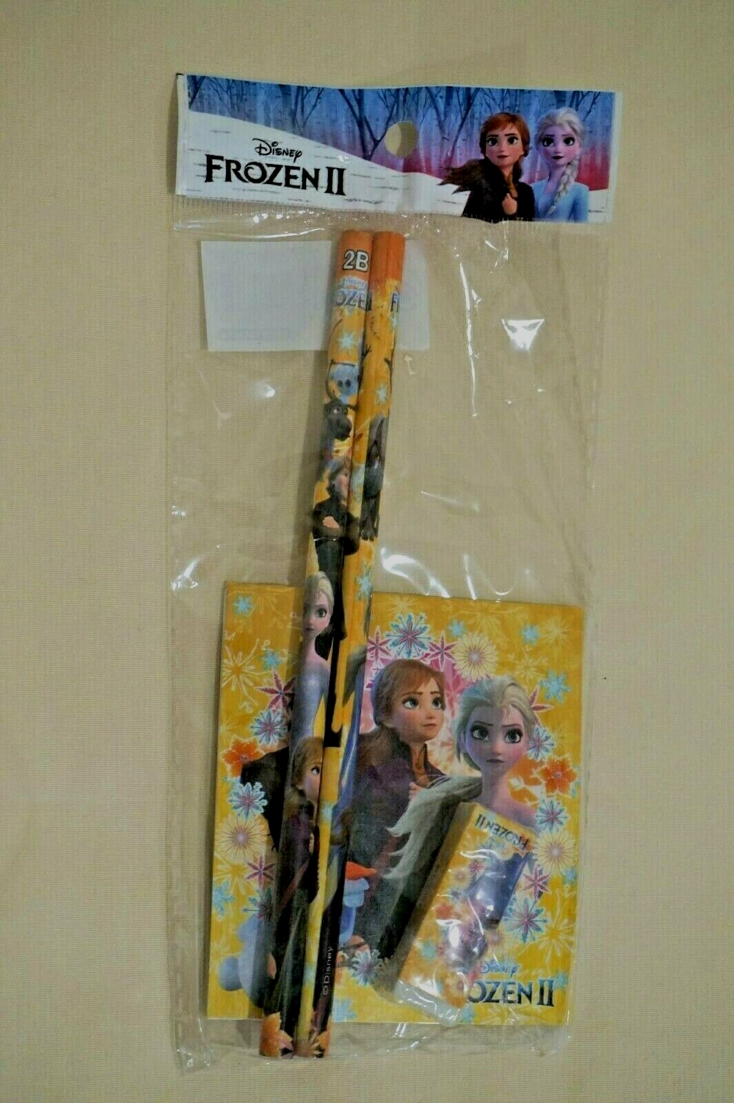 New Authentic Disney Japan Frozen 2 Yellow Stationery Set Memo/Pencil/Er... - $1.93