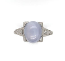 Platinum Hand Engraved Star Genuine Natural Sapphire and Diamond Ring (#J6306) - £1,502.79 GBP