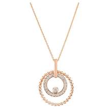 Two Circle Spiral Diamond Pendant Necklace 14k Solid Rose Gold Fine Jewelry - £1,675.52 GBP