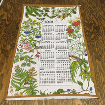 Vintage 1991 wall hanging cloth calendar birds with fruit and trees print - £15.53 GBP