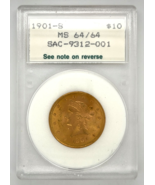 1901-S $10 U.S. Gold Liberty Choice Uncirculated Slabbed by NCI With COA - $3,063.77 CAD