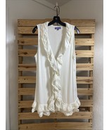Vivienne Tam White Ruffle Trim Button Front Sleeveless Blouse Size XL BB... - €63,57 EUR