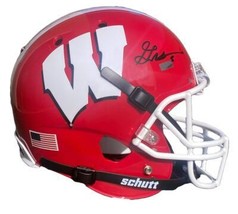 GRAHAM MERTZ Autographed Wisconsin Badgers Full Size Red Helmet PANINI - £148.96 GBP