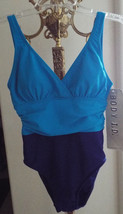 Body I.D. Women&#39;s One Piece Swimsuit Blue Antron Nylon Spandex Size 8 Ta... - $49.99
