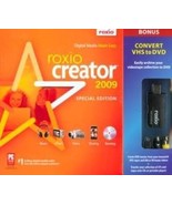 New ROXIO CREATOR 2009 Special Edition w/ VHS To DVD Adaptor Software Wi... - $29.69