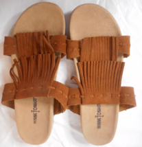 Minnetonka SZ 10 Daisy Sandal The Gypsy Wagon ATX Leather Fringe Slide Med Brown - £31.55 GBP