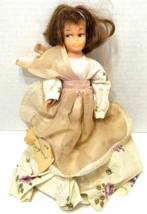 VTG Doll Handmade Dress Brunette Blue Eyes England 10&quot; with Dress - £21.54 GBP