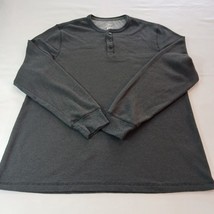 George Men&#39;s Black Henley Neck 1/4 Button Up Long Sleeves Sweatshirt XL ... - $242.28 MXN