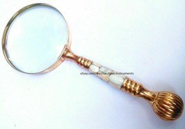 New Antique Vintage Style Brass &amp; Mother Of Pearl Magnifying Glass Magni... - £32.16 GBP