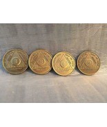 Lot of 4 AA Bronze 1 3 6 9 Month Medallions Chips Coins - $9.99