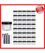 Durable 4 oz Clear Glass Jars with Magnetic Black Lids - Dishwasher Safe... - $834.93 MXN