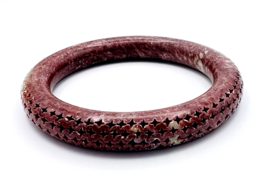 Natural Carved Gemstone Bangle Bracelet Large 8.25 in - £67.47 GBP