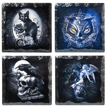 Alchemy Gothic Black Cat Witchy Raven Chemical Wedding Ceramic Coasters CHOOSE - £6.38 GBP+