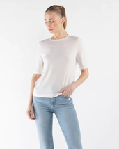 M - Allude NEW $195 Ivory  Crew Elbow Length 100% Wool Sweater 4427SC - $90.00