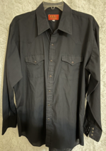 ELY Plains Black Western Long Sleeve Snaps Shirt - £13.32 GBP