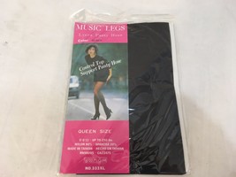 NWT Music Legs 333XL Queen Size Black Control Top Support Nylon Blend Pantyhose - £7.62 GBP