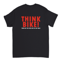 Think bike print back t shirt tee wheeling bicycling funny comic - £19.59 GBP+