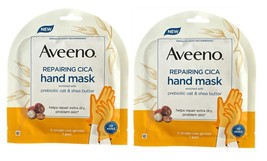 Lot of 2 Aveeno, Repairing Cica Hand Mask, 2 Single-Use Gloves - $13.85